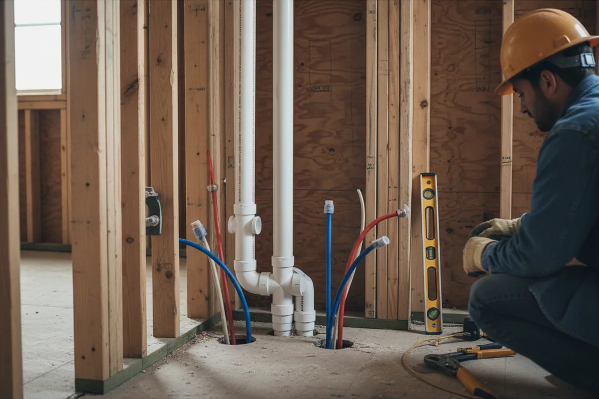 Drain and supply rough-in during Leak Detection in Childwold